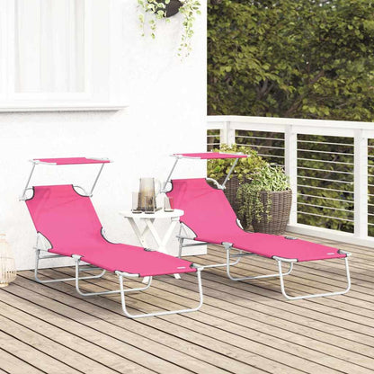 Lettino da sole 2 pcs Rosa 58 x 188 x 77cm Poliestere