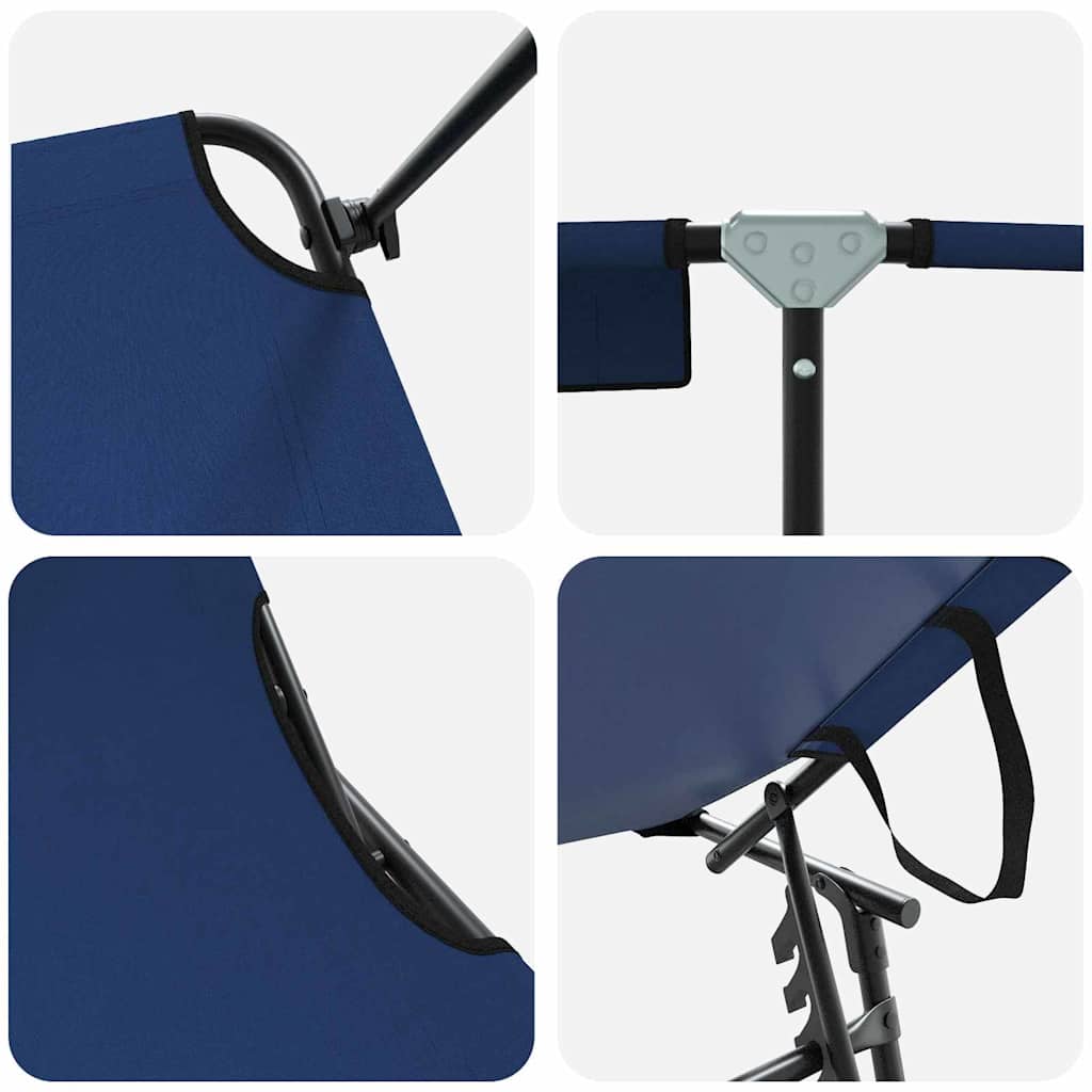 Lettino prendisole pieghevole Blu 56 x 190 x 81cm Tessuto