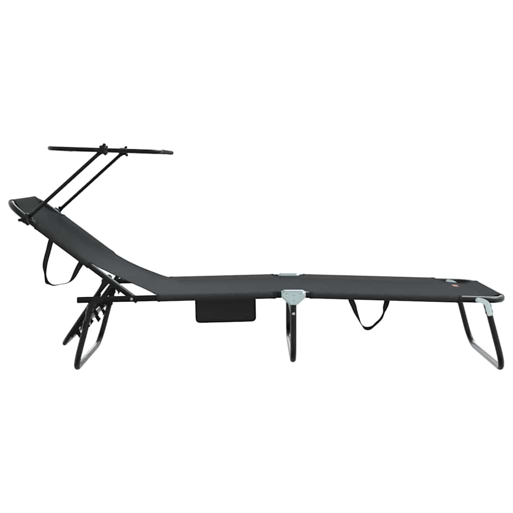 Lettino prendisole pieghevole Nero 56 x 190 x 81cm Tessuto