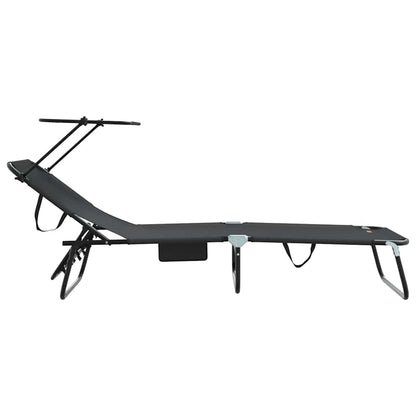 Lettino prendisole pieghevole Nero 56 x 190 x 81cm Tessuto