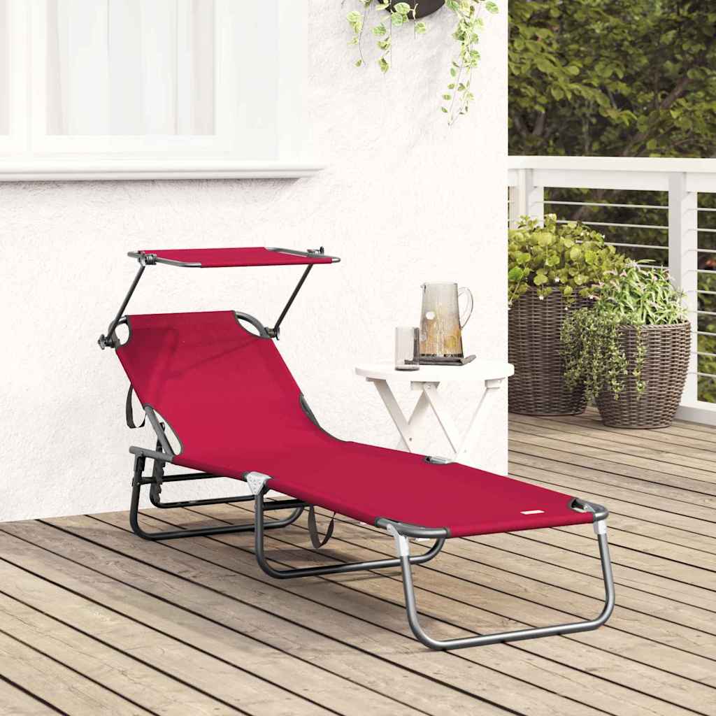 Lettino prendisole pieghevole Rosso 190 x 57 x 81 cm Oxford