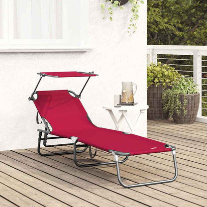 Lettino prendisole pieghevole Rosso 190 x 57 x 81 cm Oxford
