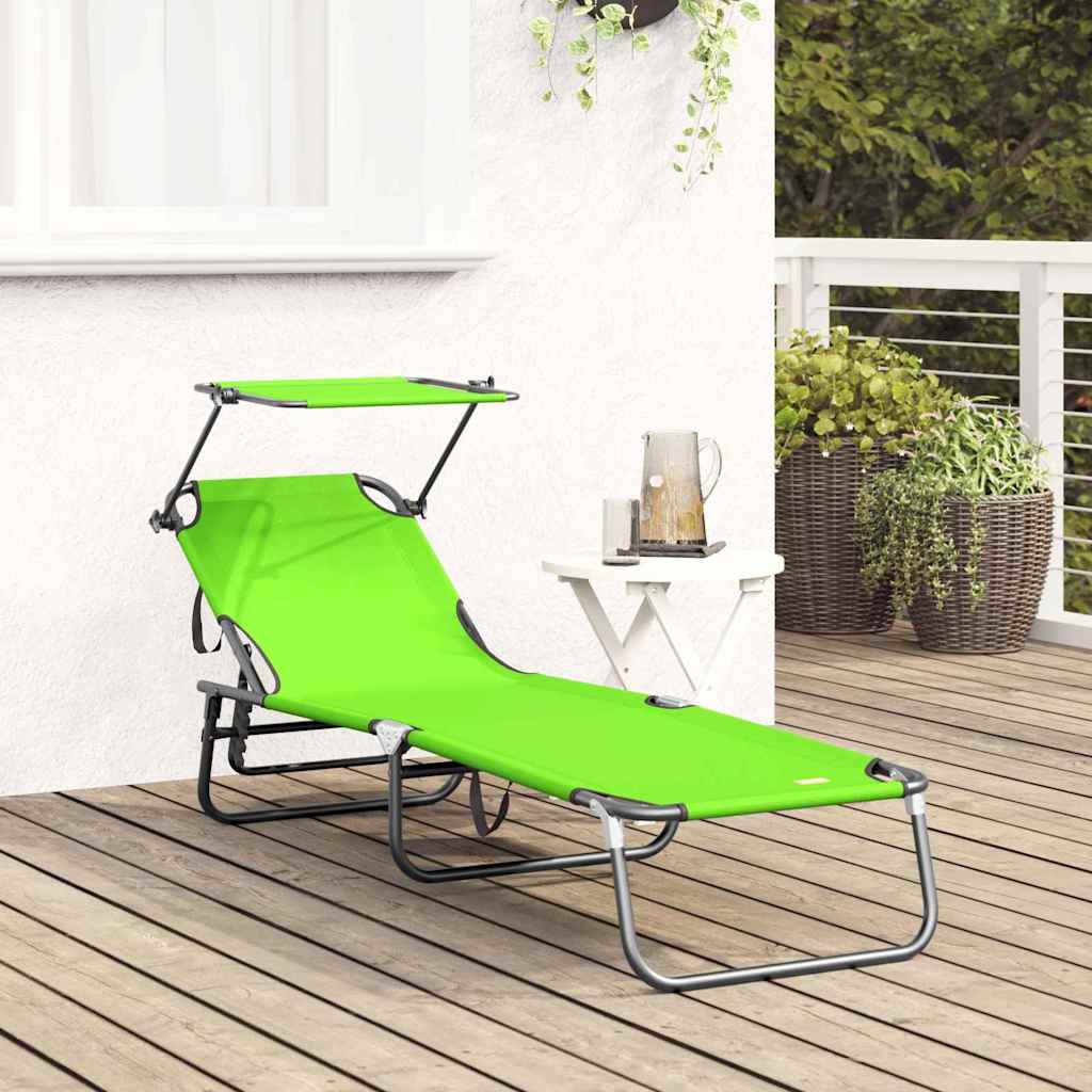 Lettino prendisole pieghevole Verde 56 x 190 x 81cm Tessuto