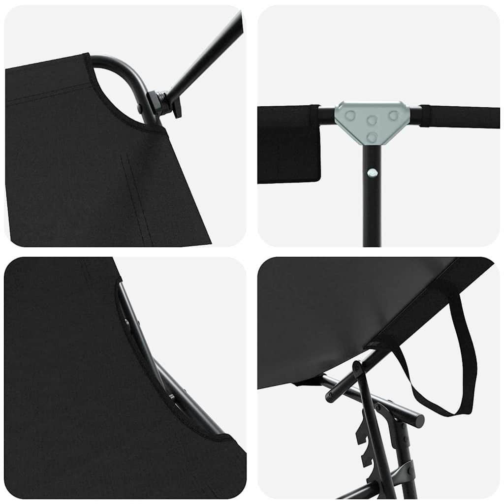 Lettino prendisole pieghevole 2 pcs Nero 190 x 57 x 81 cm