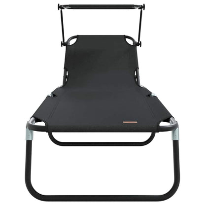 Lettino prendisole pieghevole 2 pcs Nero 190 x 57 x 81 cm