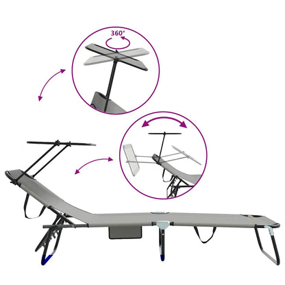 Lettino prendisole pieghevole 2 pcs Grigio 190 x 57 x 81 cm