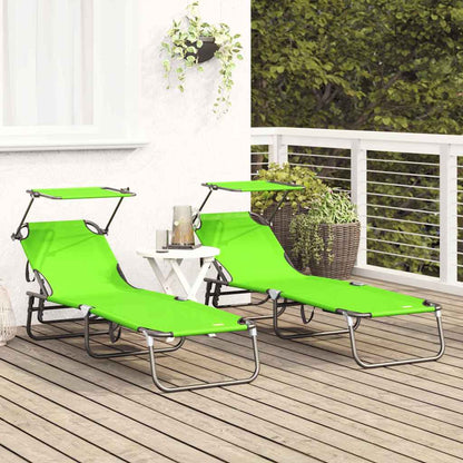 Lettino prendisole pieghevole 2 pcs Verde 56 x 190 x 81cm