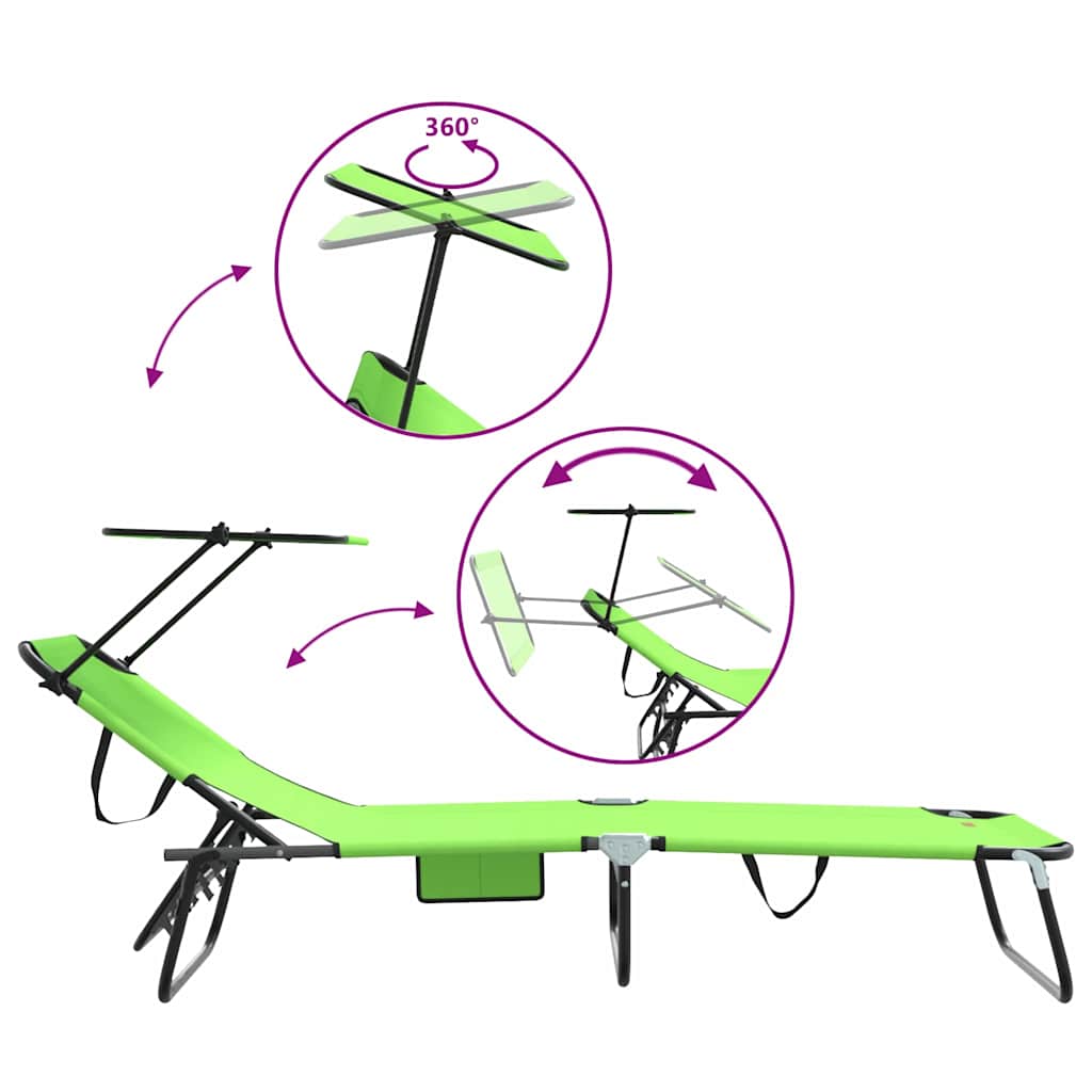 Lettino prendisole pieghevole 2 pcs Verde 56 x 190 x 81cm