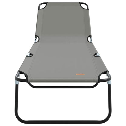 Lettino prendisole pieghevole Grigio 56 x 189 x 87cm Tessuto