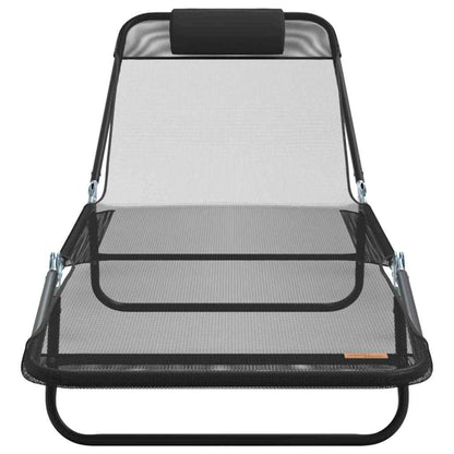 Lettino prendisole pieghevole Nero 182 x 55 x 85.5 cm Textilene