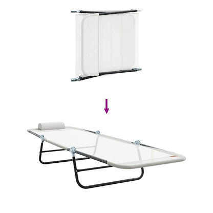 Lettino prendisole pieghevole 2 pcs Crema 182 x 55 x 85.5cm