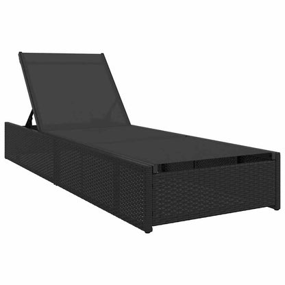 Lettino da sole con cuscino Nero 60 x 200 x 27cm polyrattan