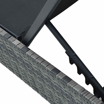 Lettino da sole con cuscino Grigio 60 x 200 x 27cm polyrattan