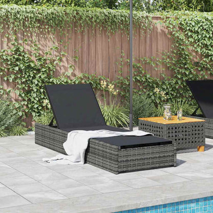Lettino da sole con cuscino Grigio 60 x 200 x 27cm polyrattan