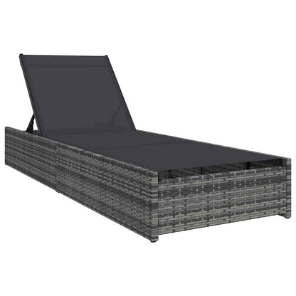 Lettino da sole con cuscino Grigio 60 x 200 x 27cm polyrattan