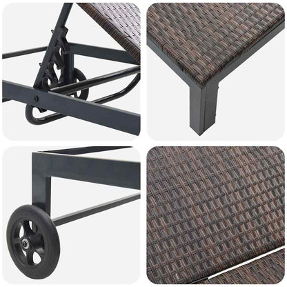 Lettino da Sole 1-persona Marrone 60 x 200 x 27cm polyrattan