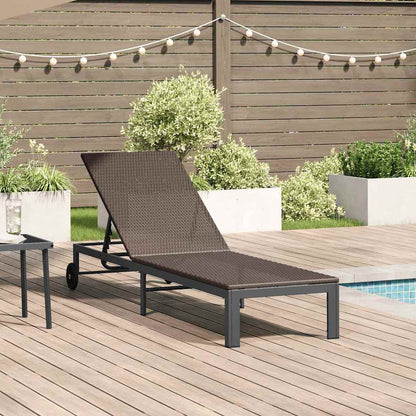 Lettino da Sole 1-persona Marrone 60 x 200 x 27cm polyrattan