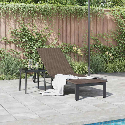 Lettino da Sole 1-persona Marrone 60 x 200 x 27cm polyrattan