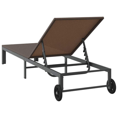 Lettino da Sole 1-persona Marrone 60 x 200 x 27cm polyrattan