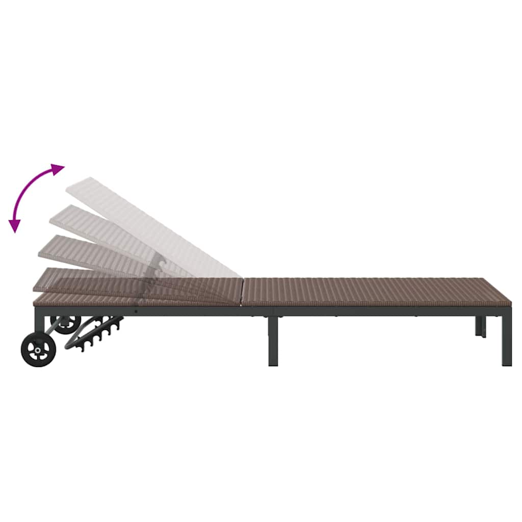 Lettino da Sole 1-persona Marrone 60 x 200 x 27cm polyrattan