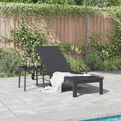 Lettino da Sole 1-persona Nero 206 x 62.5 x 74 cm polyrattan