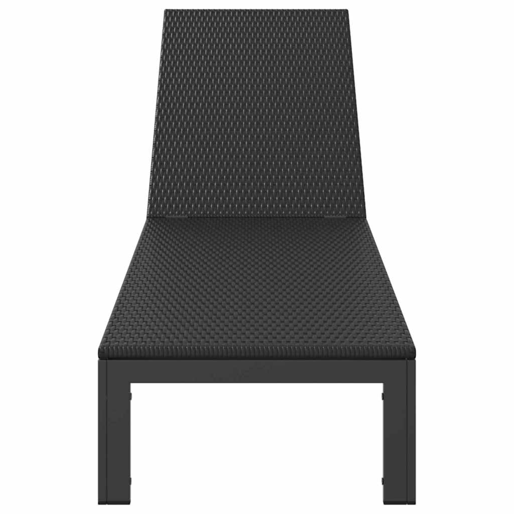 Lettino da Sole 1-persona Nero 206 x 62.5 x 74 cm polyrattan