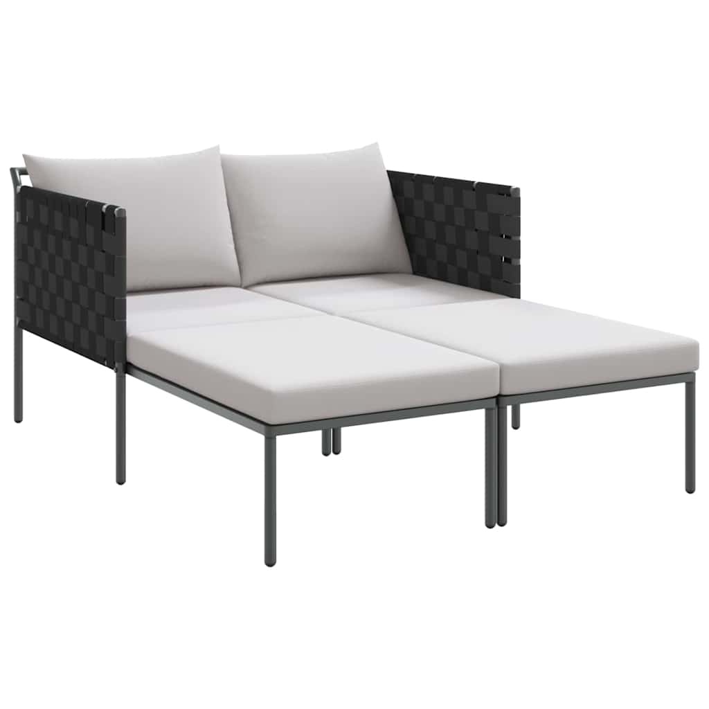 Lettino da Sole 2-persona Antracite 115 x 153 x 69.5cm Acciaio