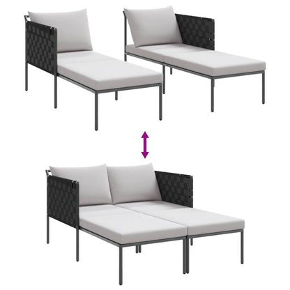 Lettino da Sole 2-persona Antracite 115 x 153 x 69.5cm Acciaio