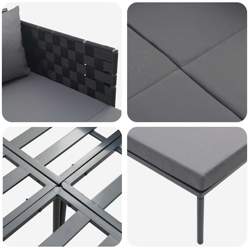 Lettino da Sole 2-persona Antracite 115 x 153 x 69.5cm Acciaio