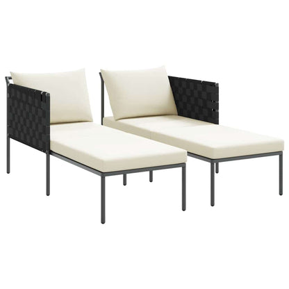 Lettino da Sole con cuscino Antracite 153 x 115 x 69.5 cm