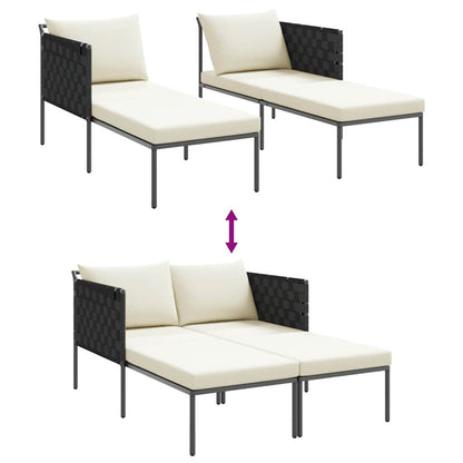 Lettino da Sole con cuscino Antracite 153 x 115 x 69.5 cm