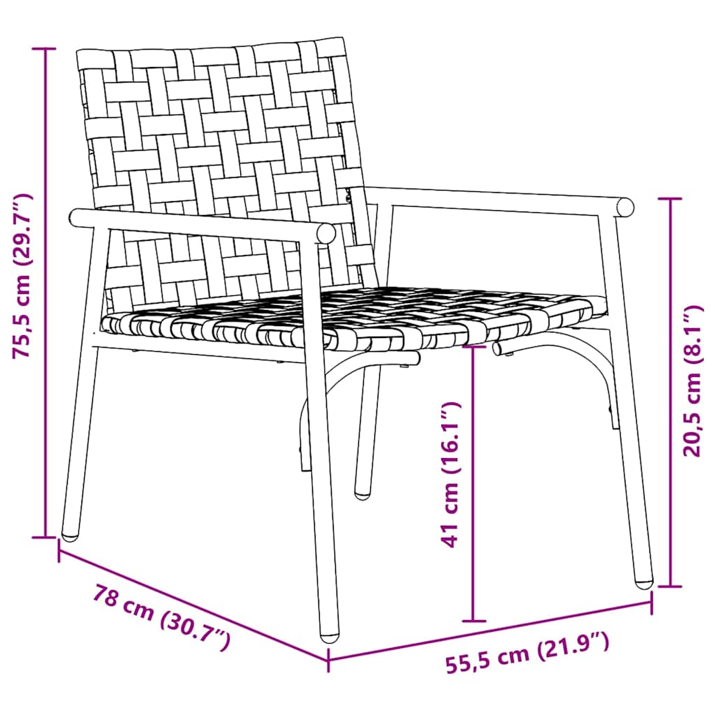 Sedia da Giardino 2 pcs Nero 79 x 56 x 73.5 cm polyrattan - homemem39