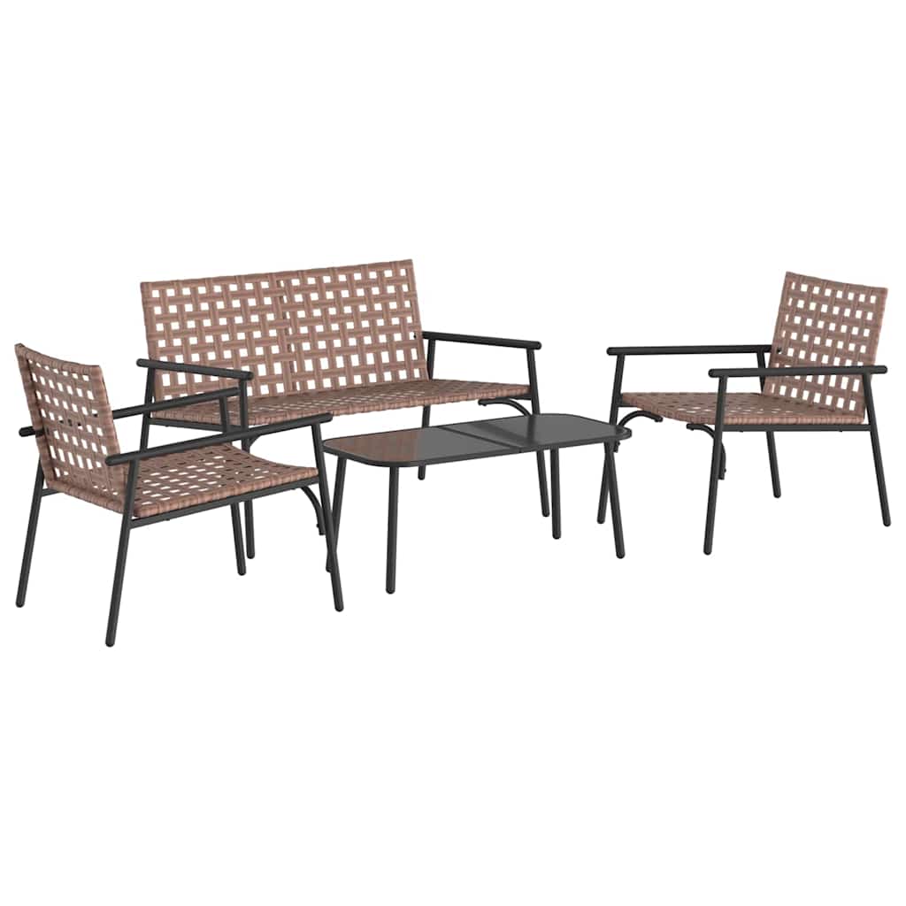 Set da Pranzo per Giardino 4 pcs Marrone polyrattan - homemem39