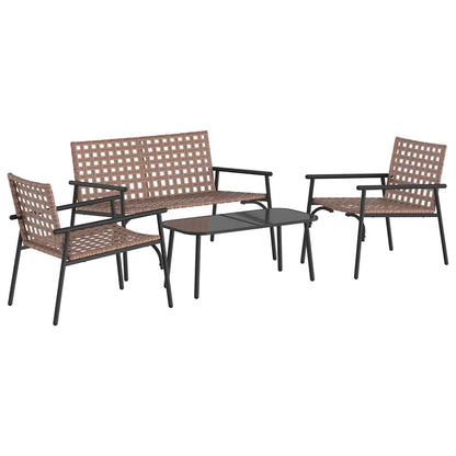 Set da Pranzo per Giardino 4 pcs Marrone polyrattan - homemem39