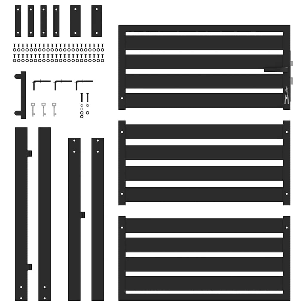 Cancello da Giardino con Serratura Nero 100x120 cm in Alluminio | homemem39