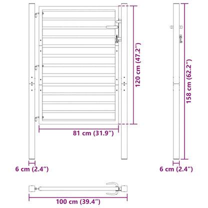 Cancello da Giardino con Serratura Nero 100x120 cm in Alluminio | homemem39