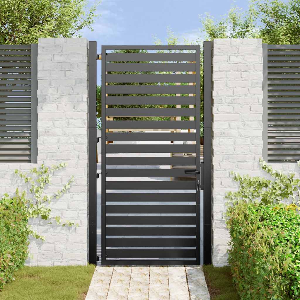 Cancello da Giardino con Serratura Nero 100x180 cm in Alluminio | homemem39