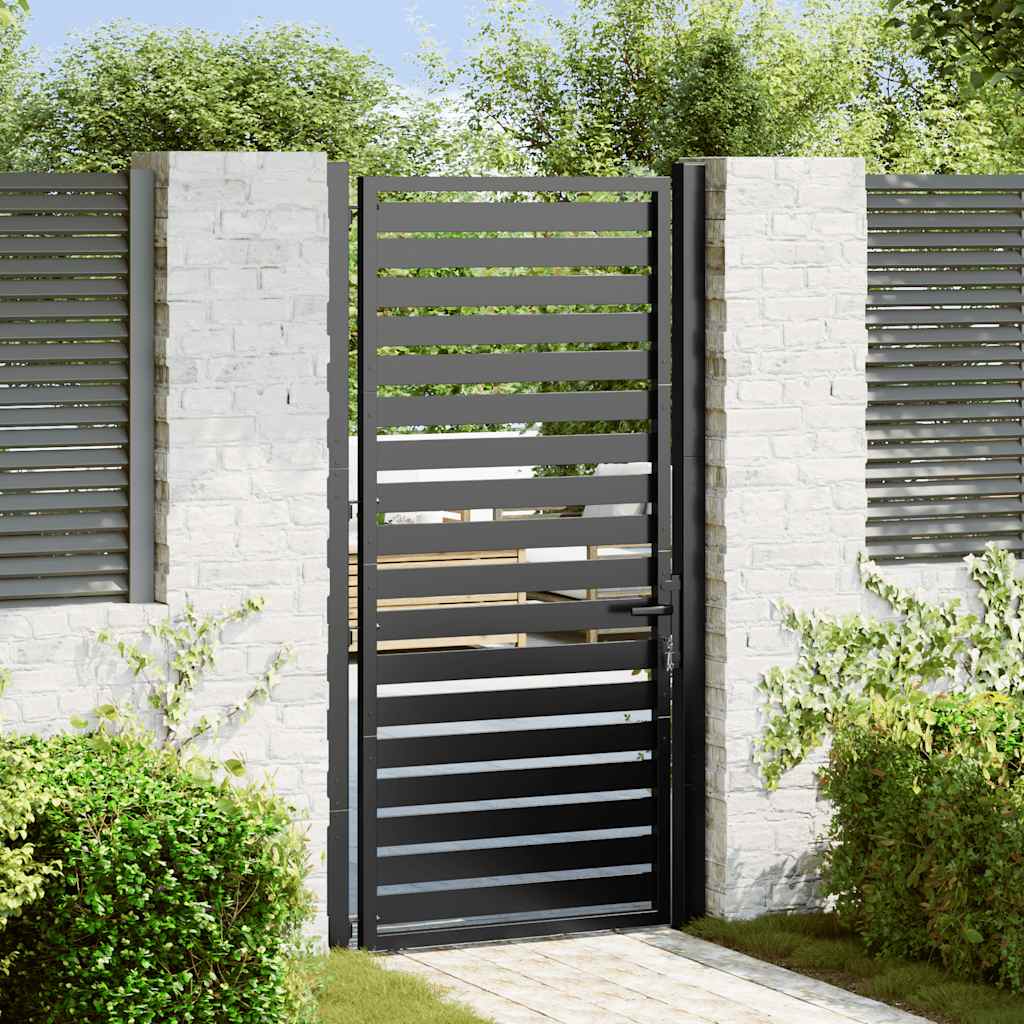 Cancello da Giardino con Serratura Nero 100x180 cm in Alluminio | homemem39
