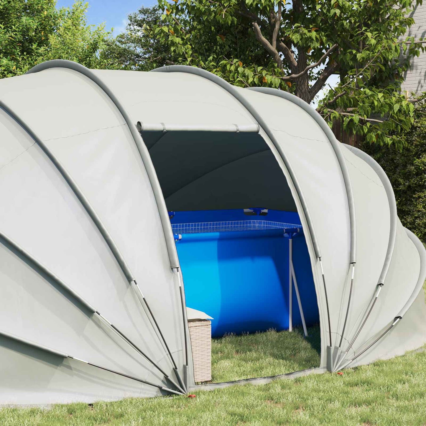 Tenda da piscina a cupola Grigio 538 x 440 x 204 cm | homemem39