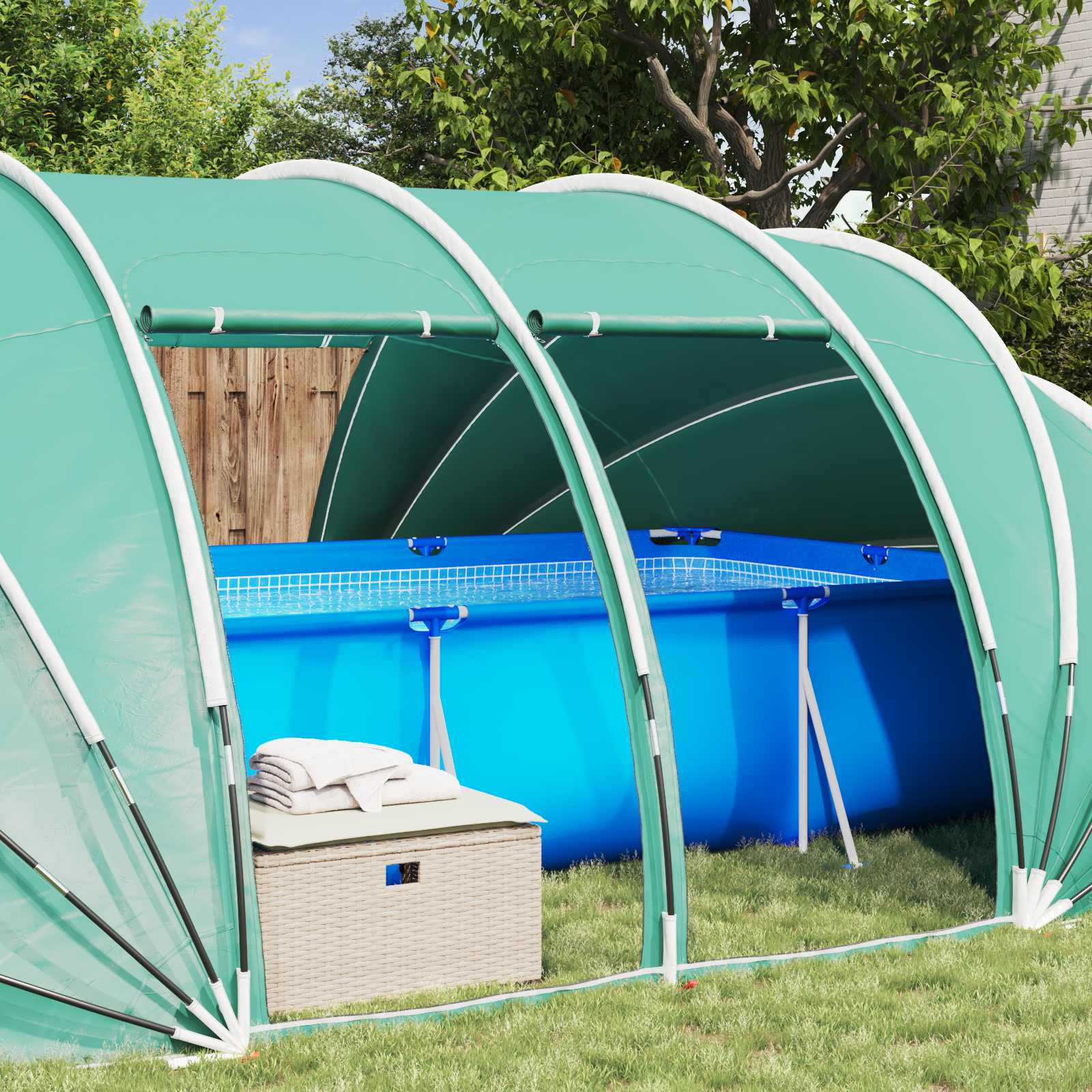 Tenda da piscina a cupola Blu 640 x 432 x 205 cm | homemem39