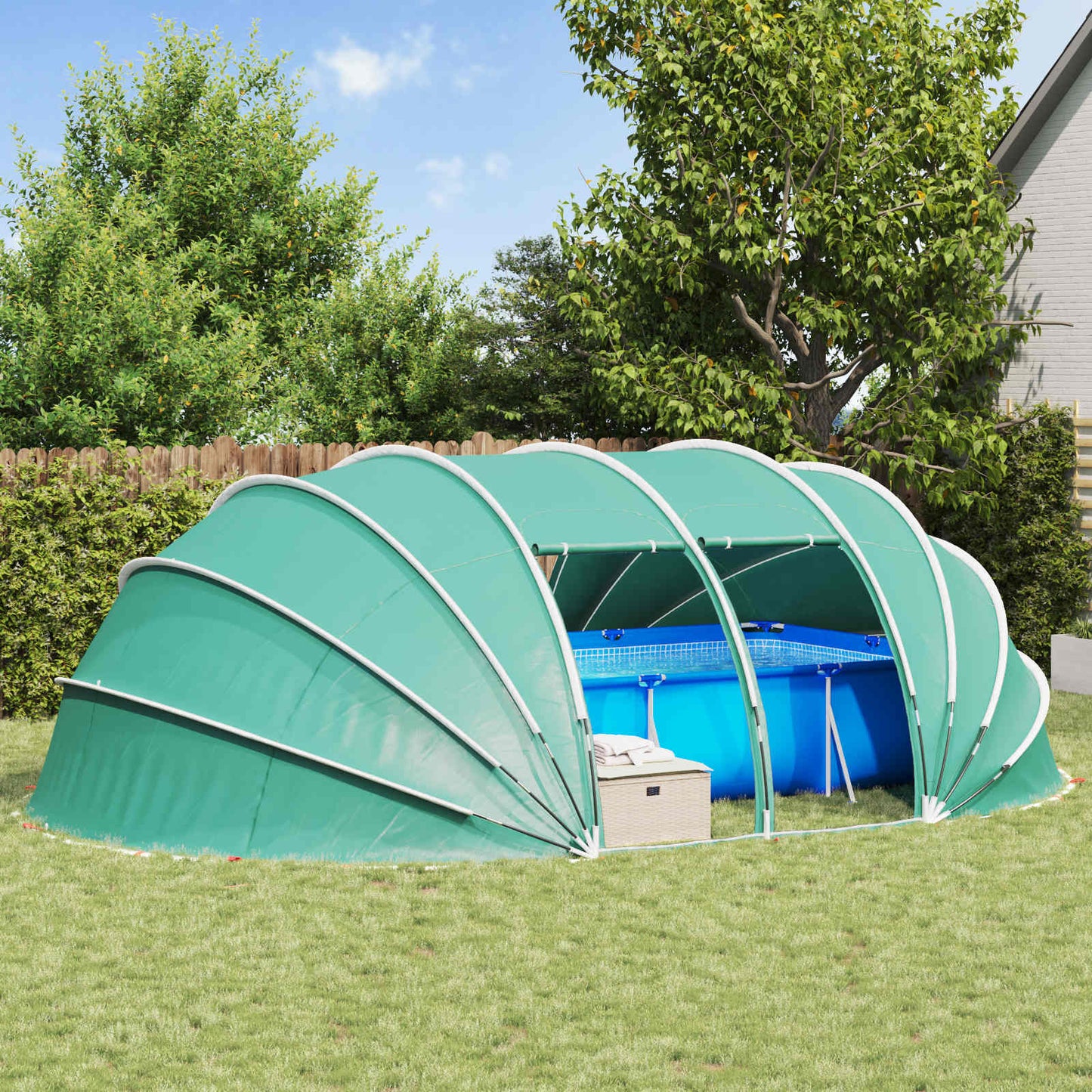Tenda da piscina a cupola Blu 640 x 432 x 205 cm | homemem39