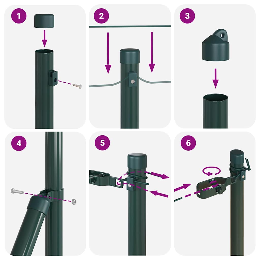 Palo della recinzione 7 pcs Verde Acciaio | homemem39