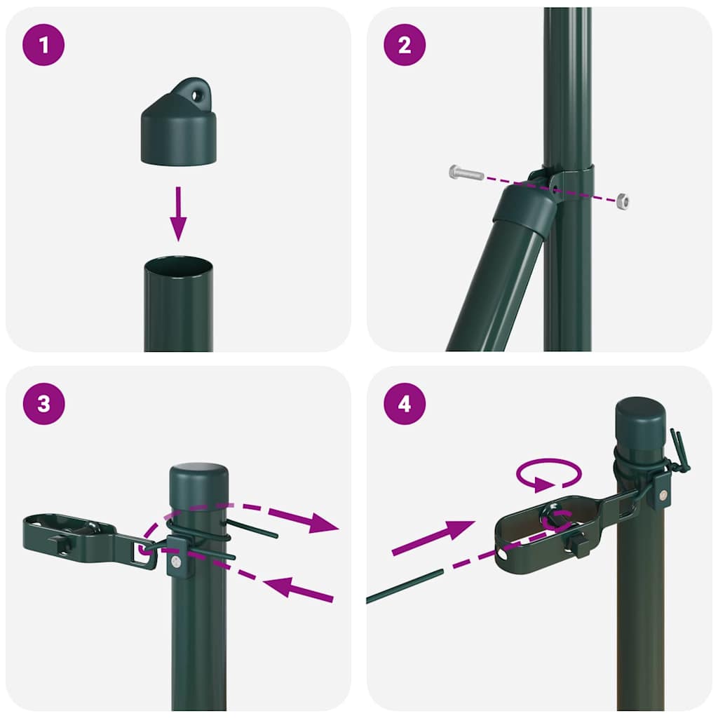 Palo della recinzione 7 pcs Verde Acciaio | homemem39