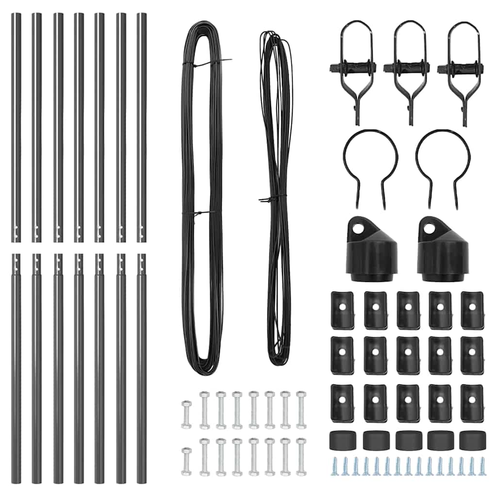 Palo della recinzione 7 pcs Grigio Acciaio | homemem39