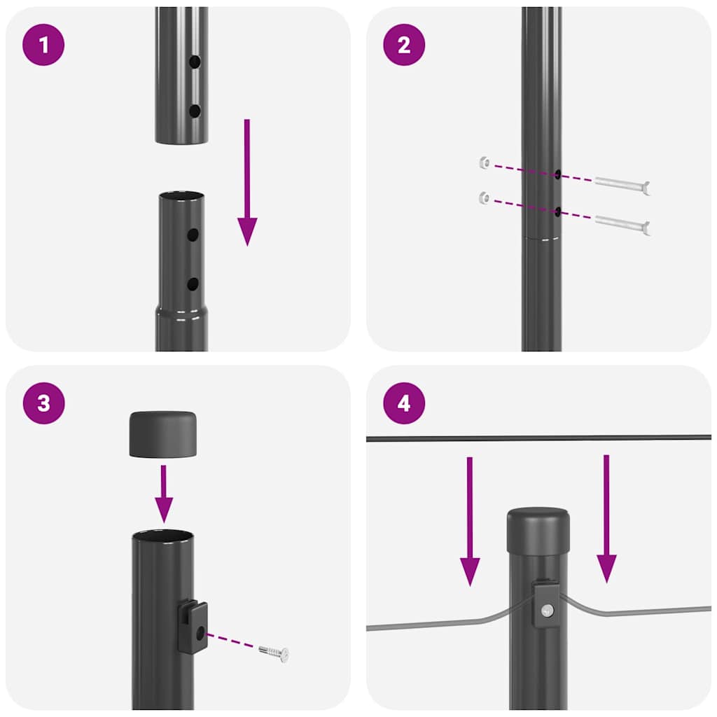 Palo della recinzione 7 pcs Grigio Acciaio | homemem39