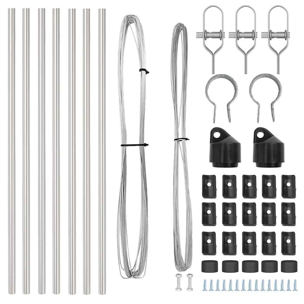 Palo della recinzione 7 pcs Argento Acciaio | homemem39