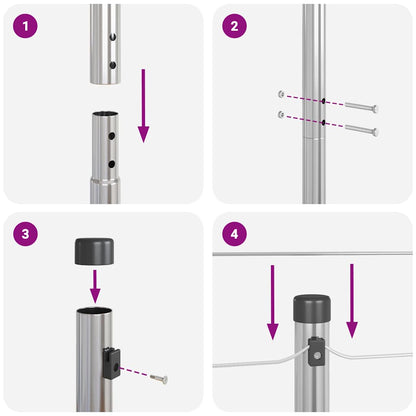 Palo della recinzione 7 pcs Argento Acciaio | homemem39