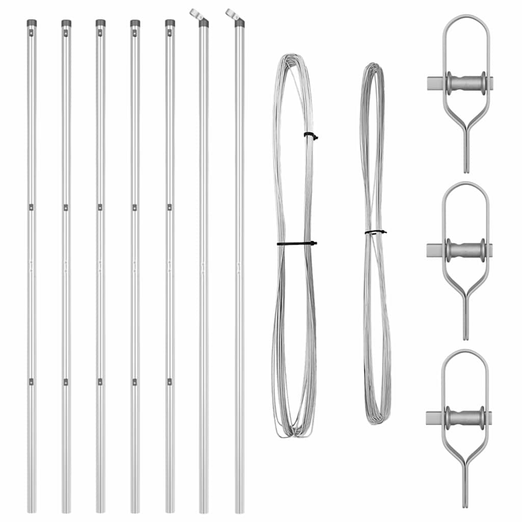 Palo della recinzione 7 pcs Argento Acciaio | homemem39