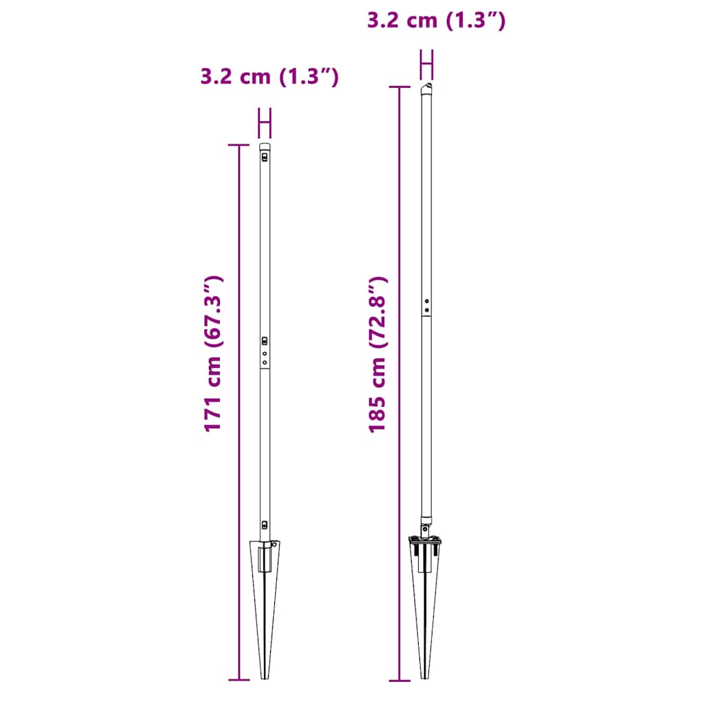 Palo da recinzione con picchetto a terra 13 pz Grigio | homemem39