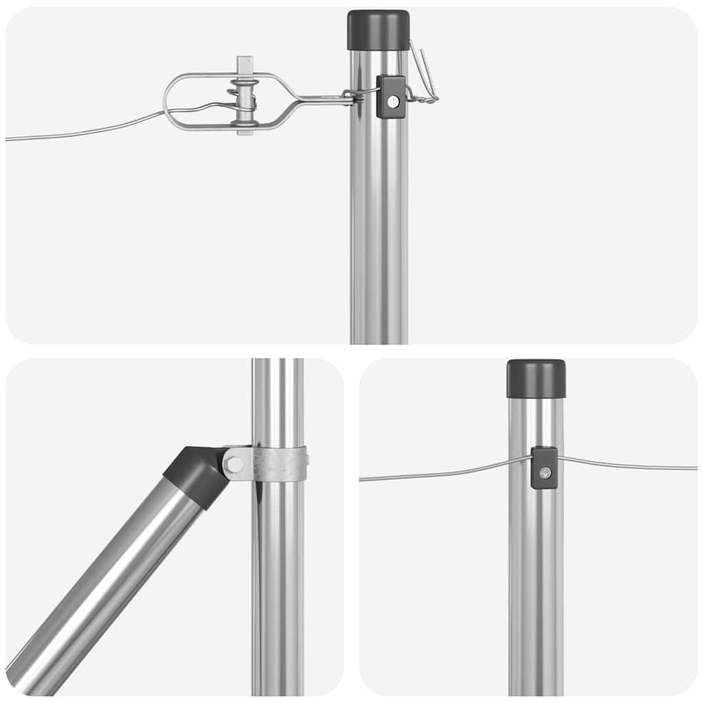 Palo della recinzione 7 pcs Argento Acciaio